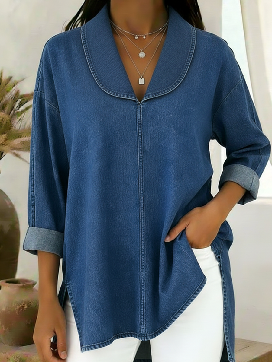 Demi | Women's Oversized Tunic Top Camel Long Sleeve